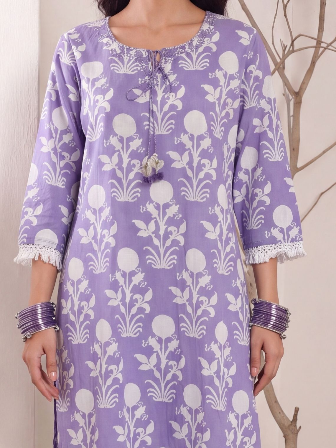Devika Cotton Hand Embroidered Long Kurti - Chowkhat Lifestyle