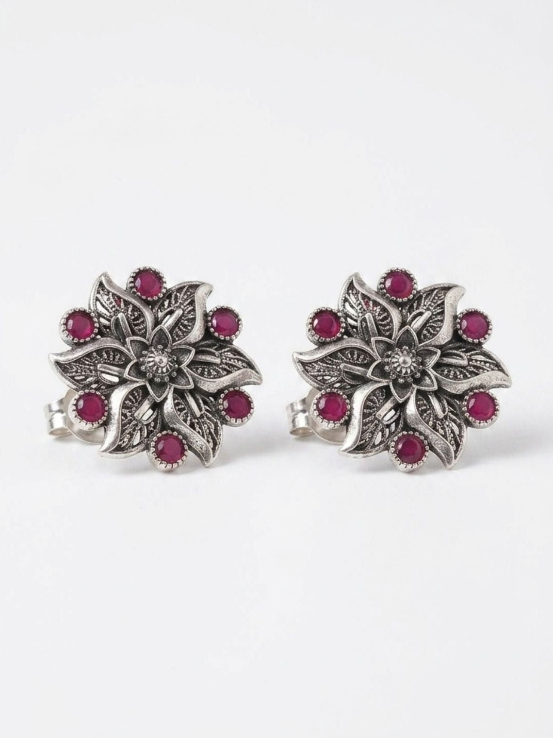 Flower German Oxidised Earrings - Chowkhat Lifestyle