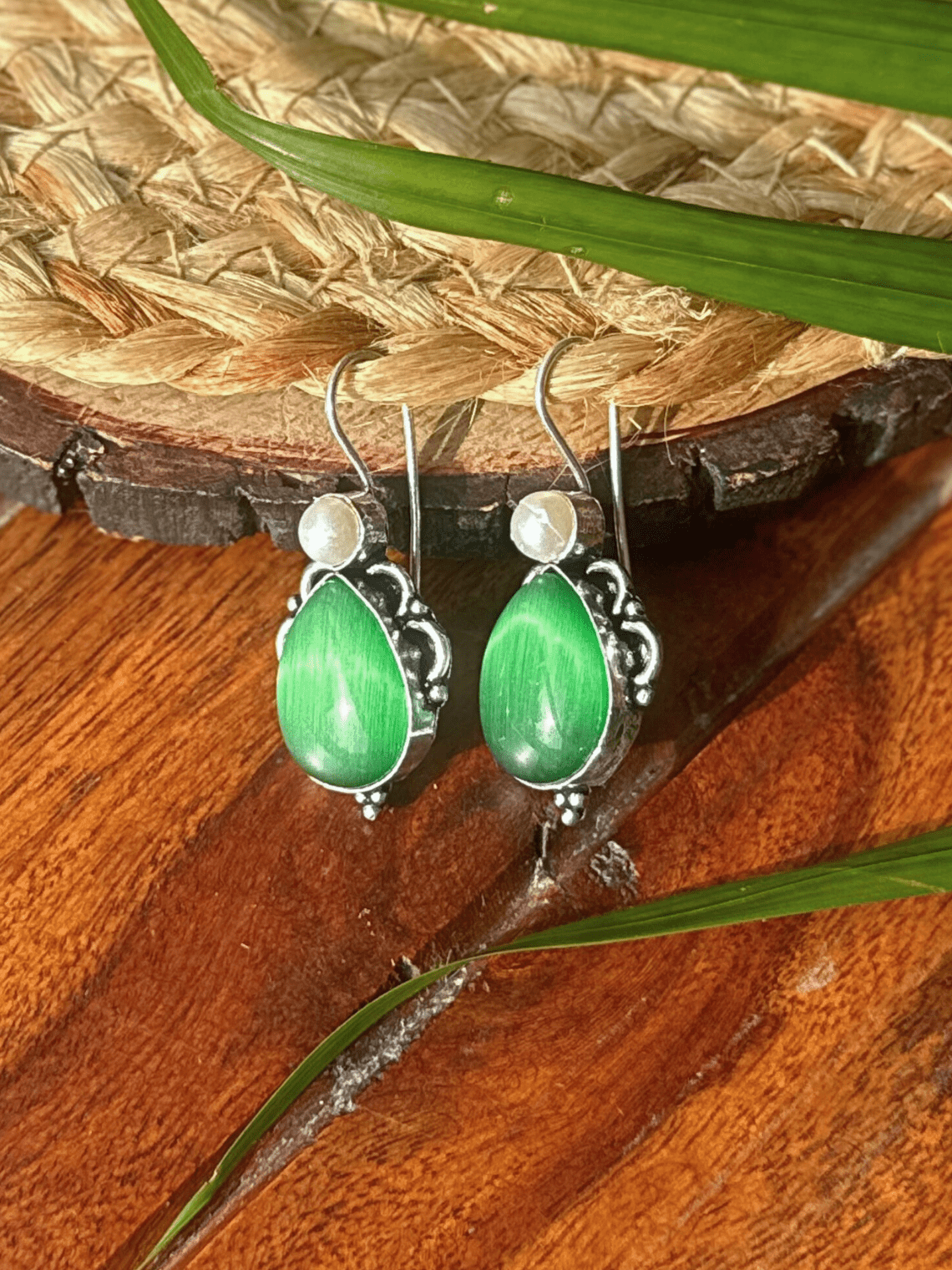 German Silver Hanging Pearl Earrings - Chowkhat Lifestyle