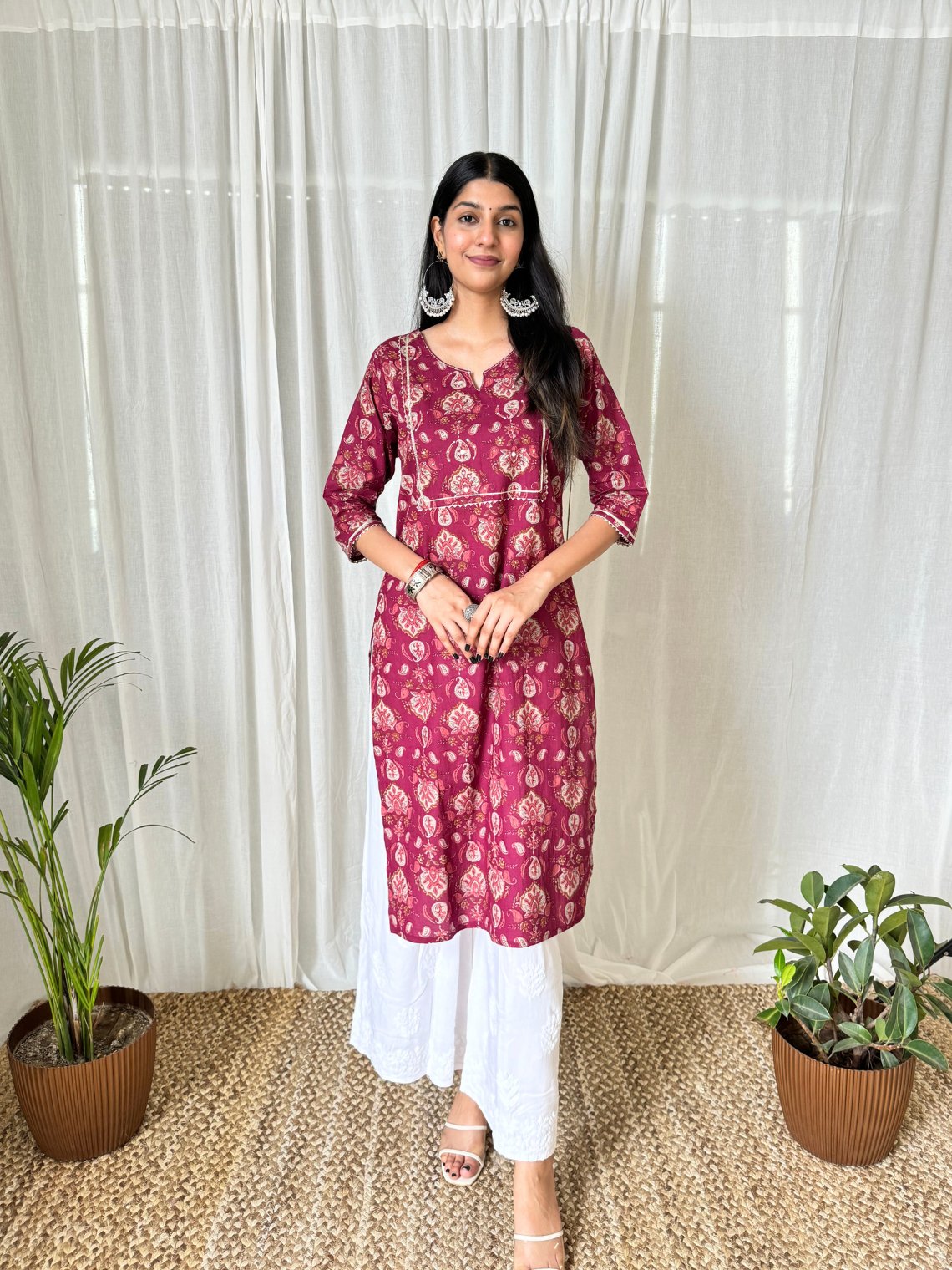 Ahana Hand Printed Kurti with Gota & Sequence Work - Chowkhat Lifestyle