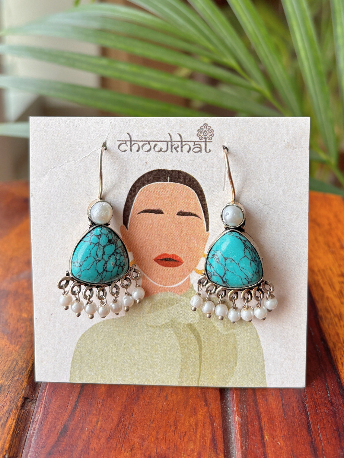 German Silver Hanging Pearl Earrings - Chowkhat Lifestyle