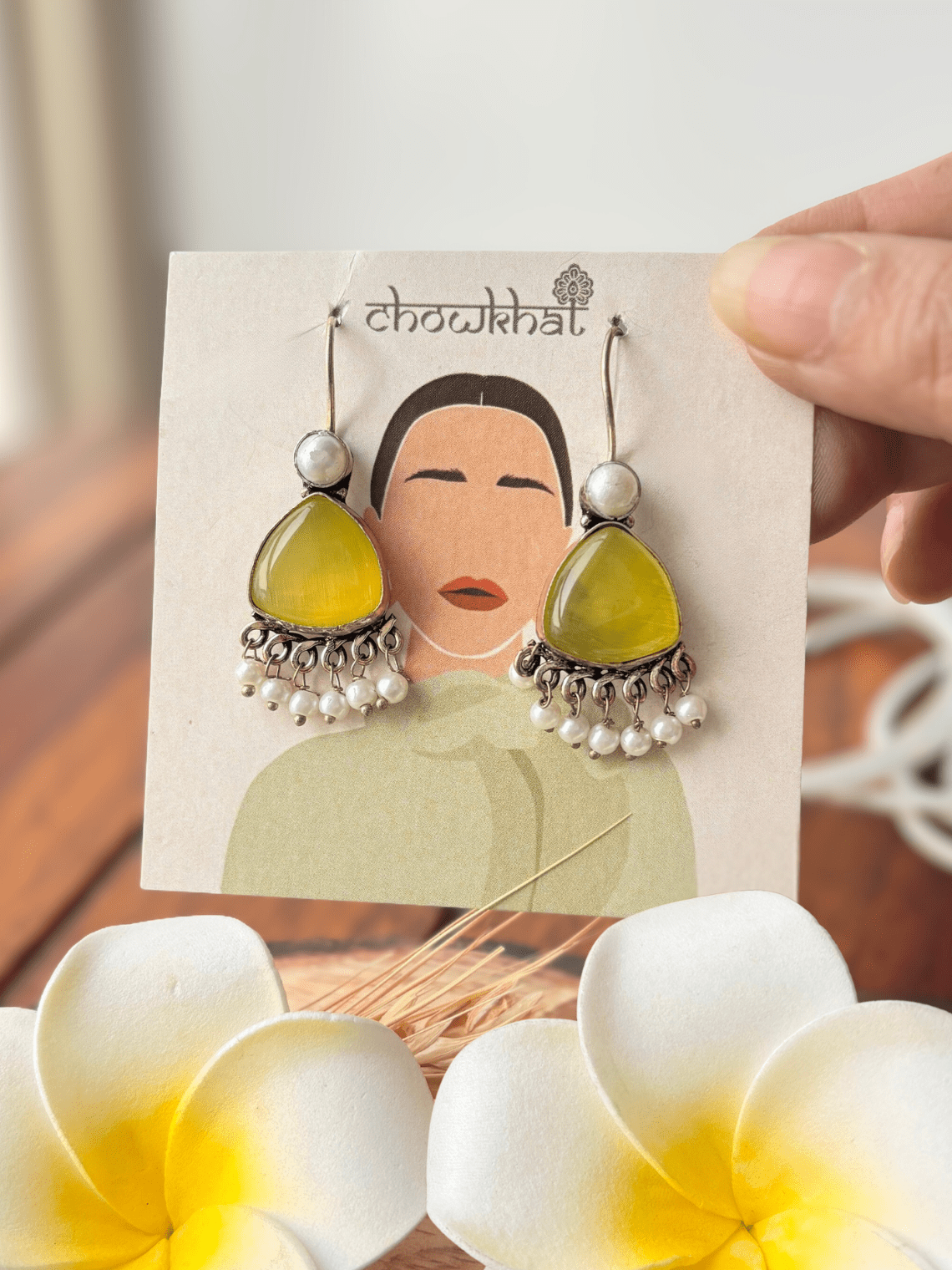 German Silver Hanging Pearl Earrings - Chowkhat Lifestyle