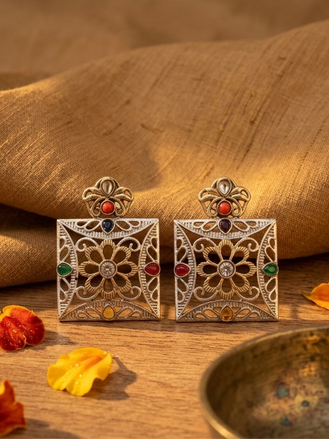 Dual Tone Charm Oxidised Earrings - Chowkhat Lifestyle