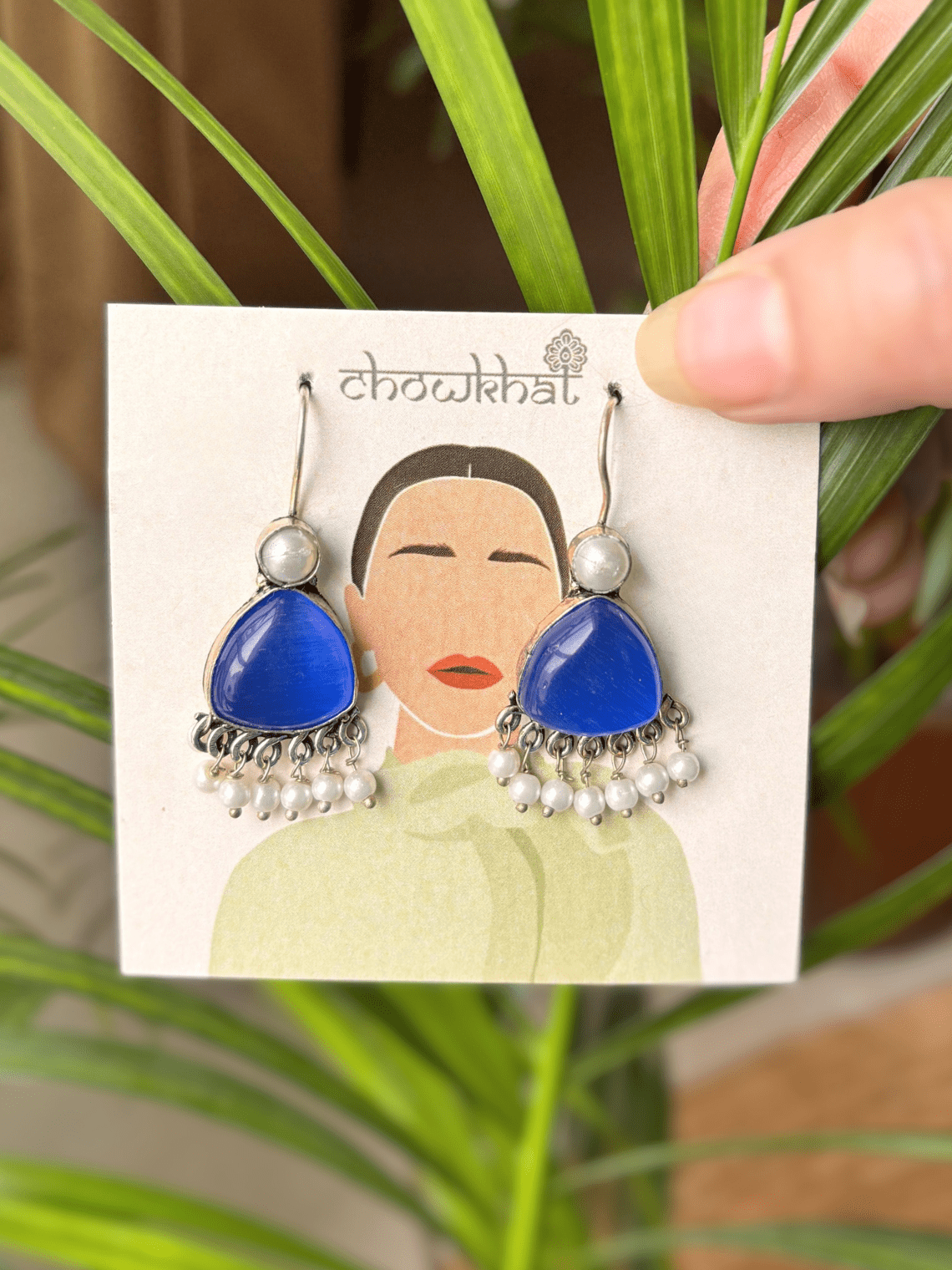 German Silver Hanging Pearl Earrings - Chowkhat Lifestyle