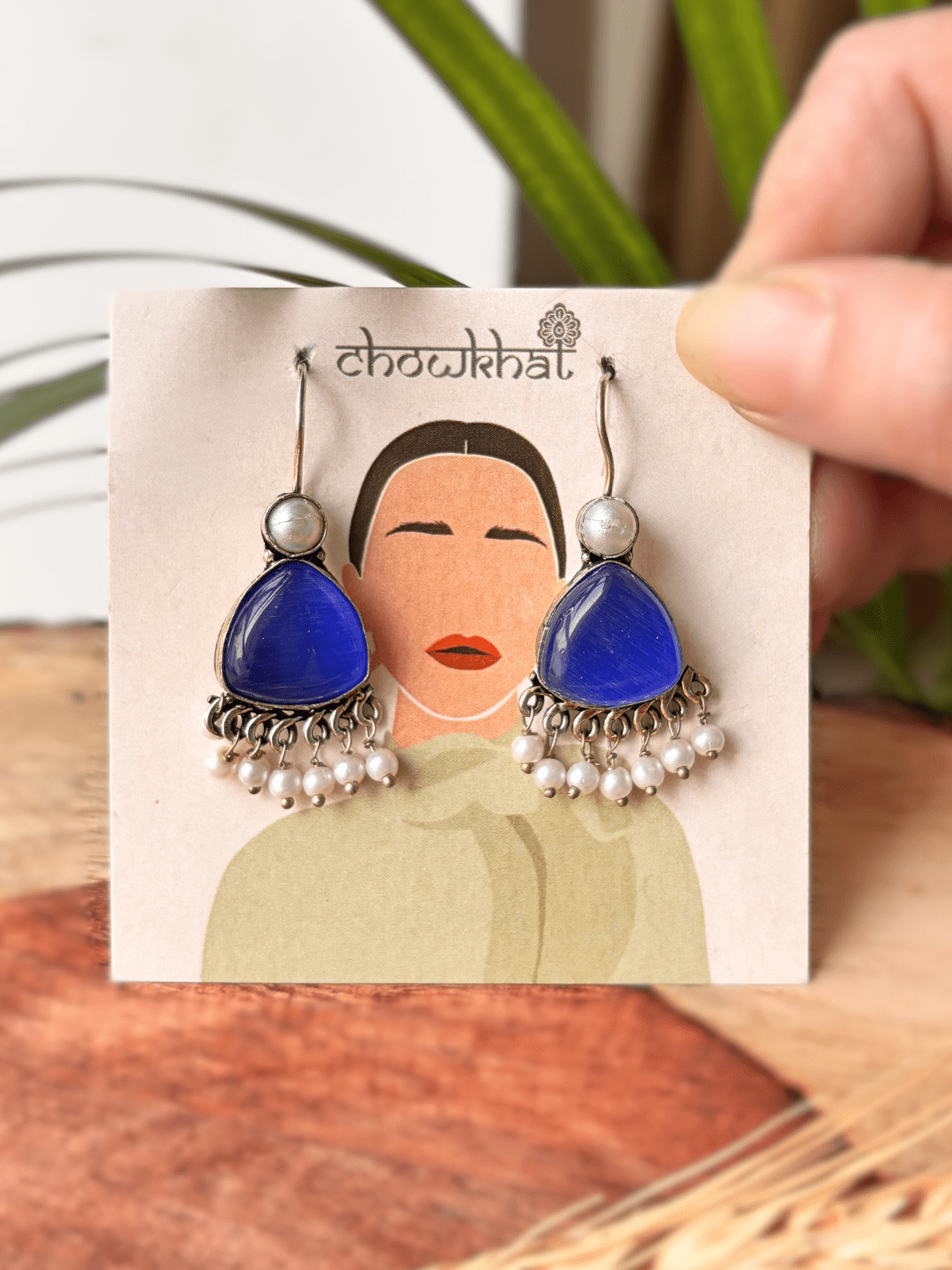 German Silver Hanging Pearl Earrings - Chowkhat Lifestyle