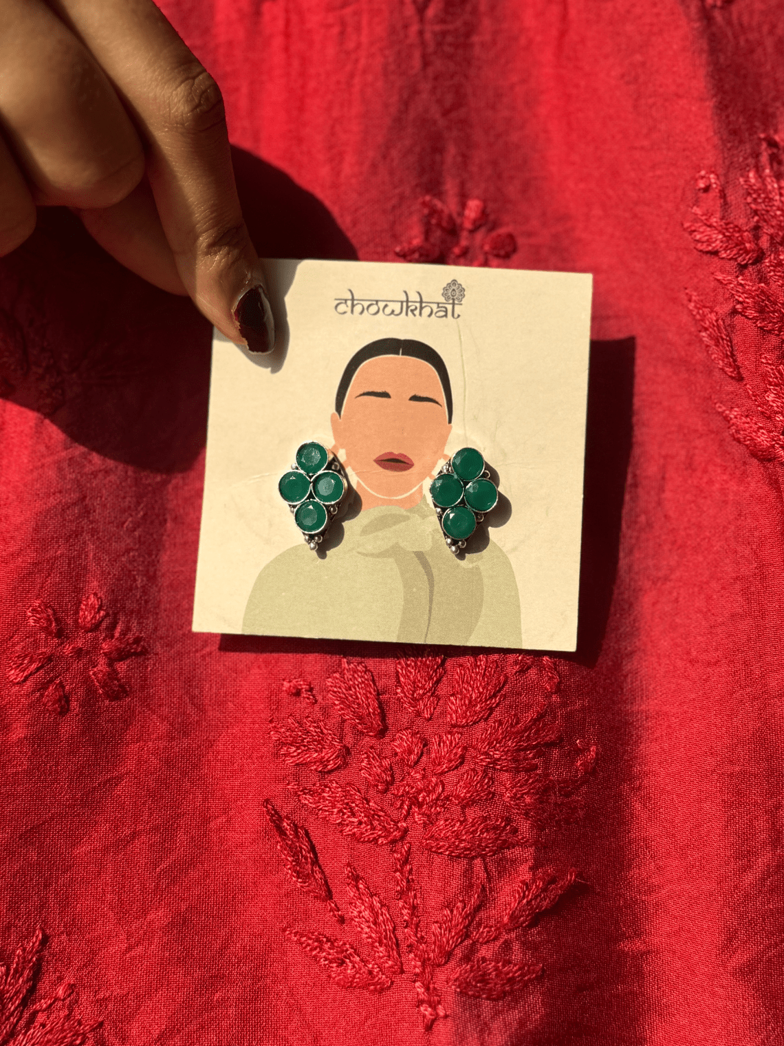 German Silver Polki Stud Earrings - Chowkhat Lifestyle