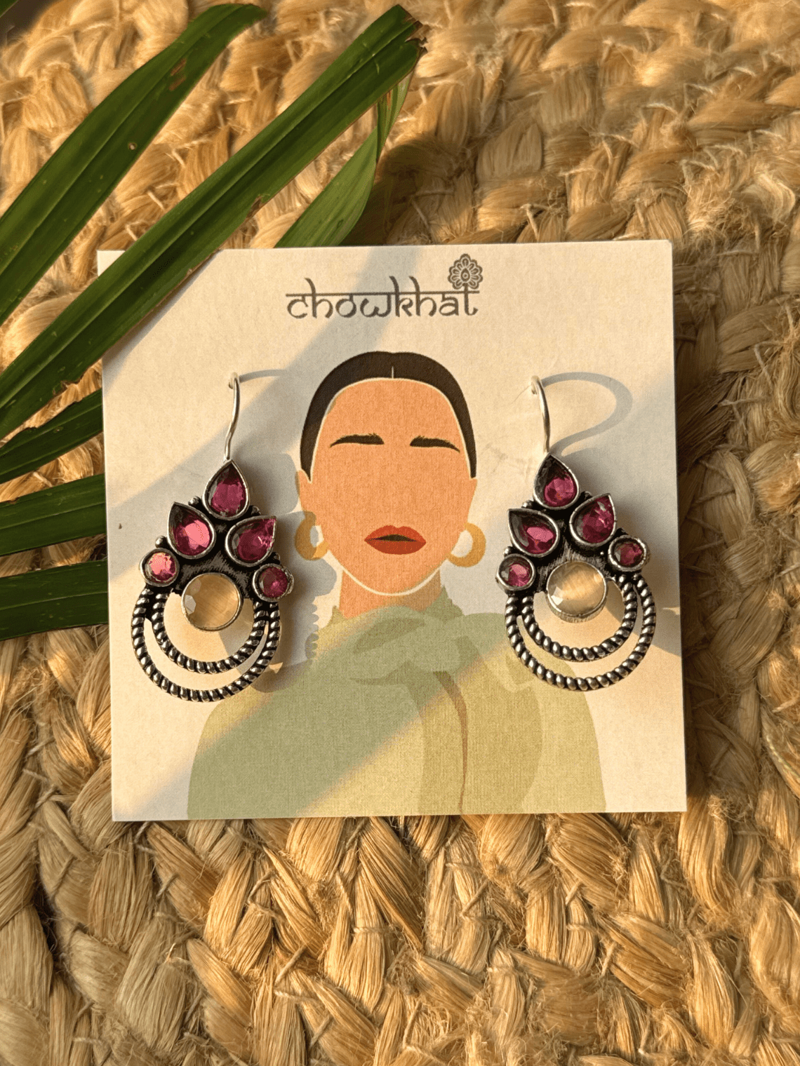 Polki German Silver Earrings with Pearl - Chowkhat Lifestyle