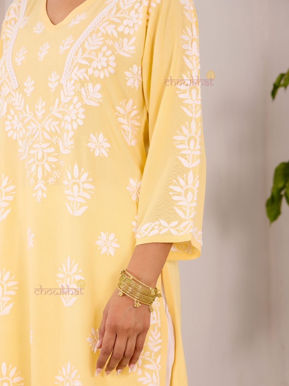 Navya Rayon  Straight Chikankari Kurti with Lace