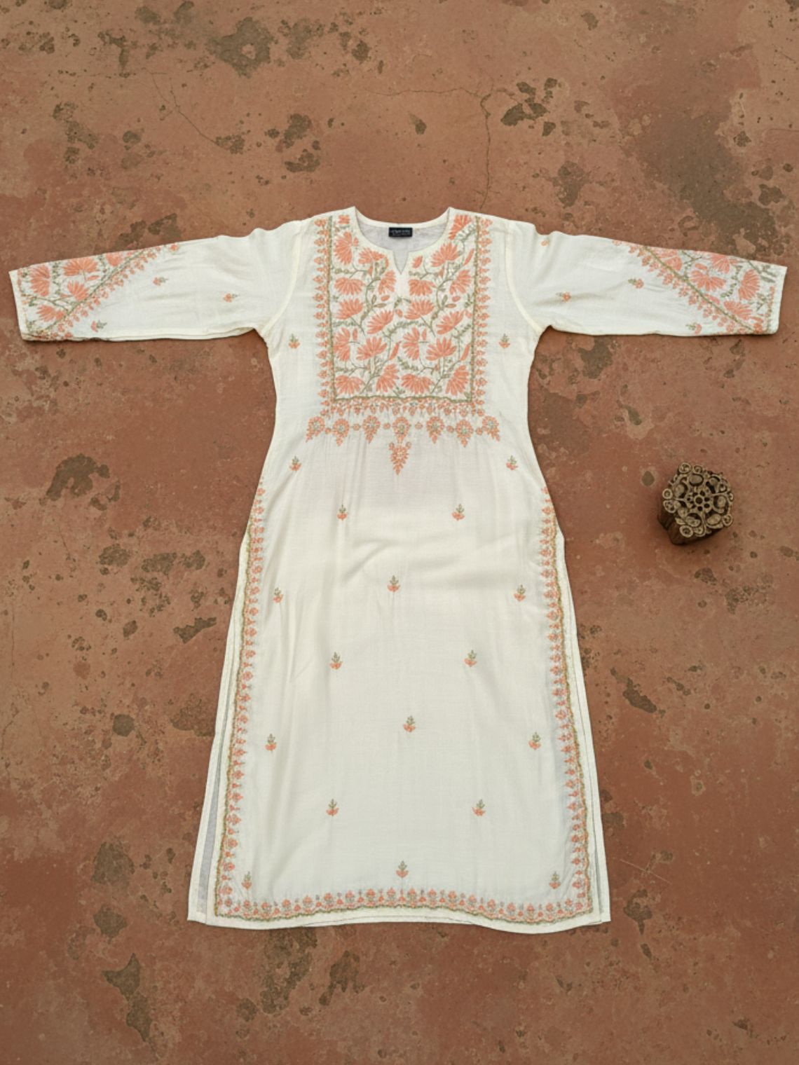 Phool Premium Chanderi Straight Chikankari Kurti - Chowkhat Lifestyle