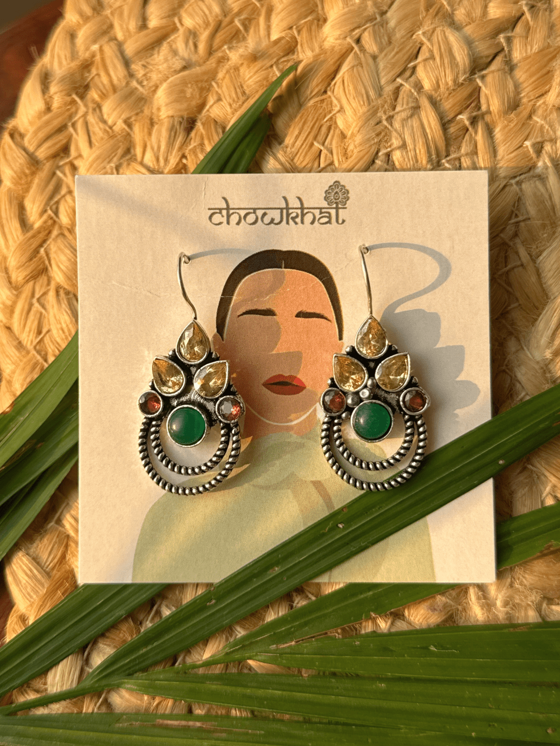 Polki German Silver Earrings with Pearl - Chowkhat Lifestyle