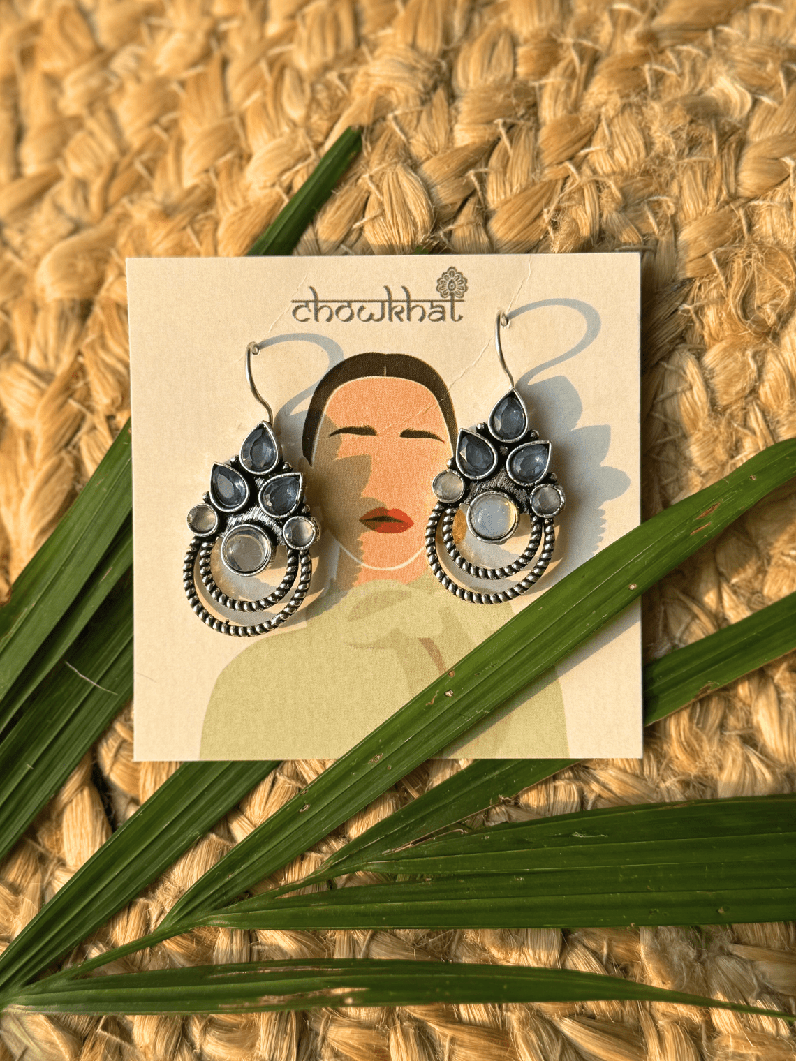 Polki German Silver Earrings with Pearl - Chowkhat Lifestyle