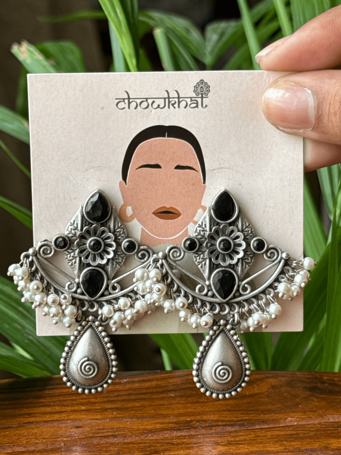 German Silver Flower Oxidised Earrings - Chowkhat Lifestyle