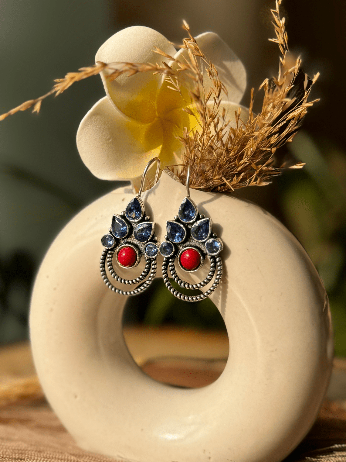 Polki German Silver Earrings with Pearl - Chowkhat Lifestyle