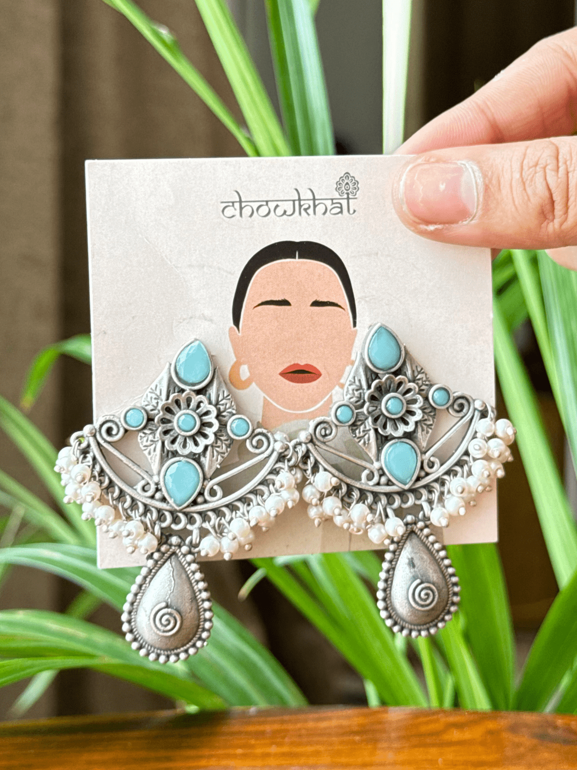 German Silver Flower Oxidised Earrings - Chowkhat Lifestyle