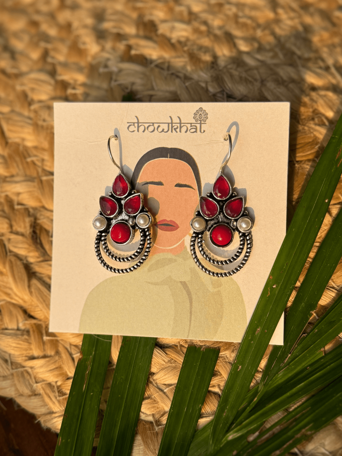Polki German Silver Earrings with Pearl - Chowkhat Lifestyle