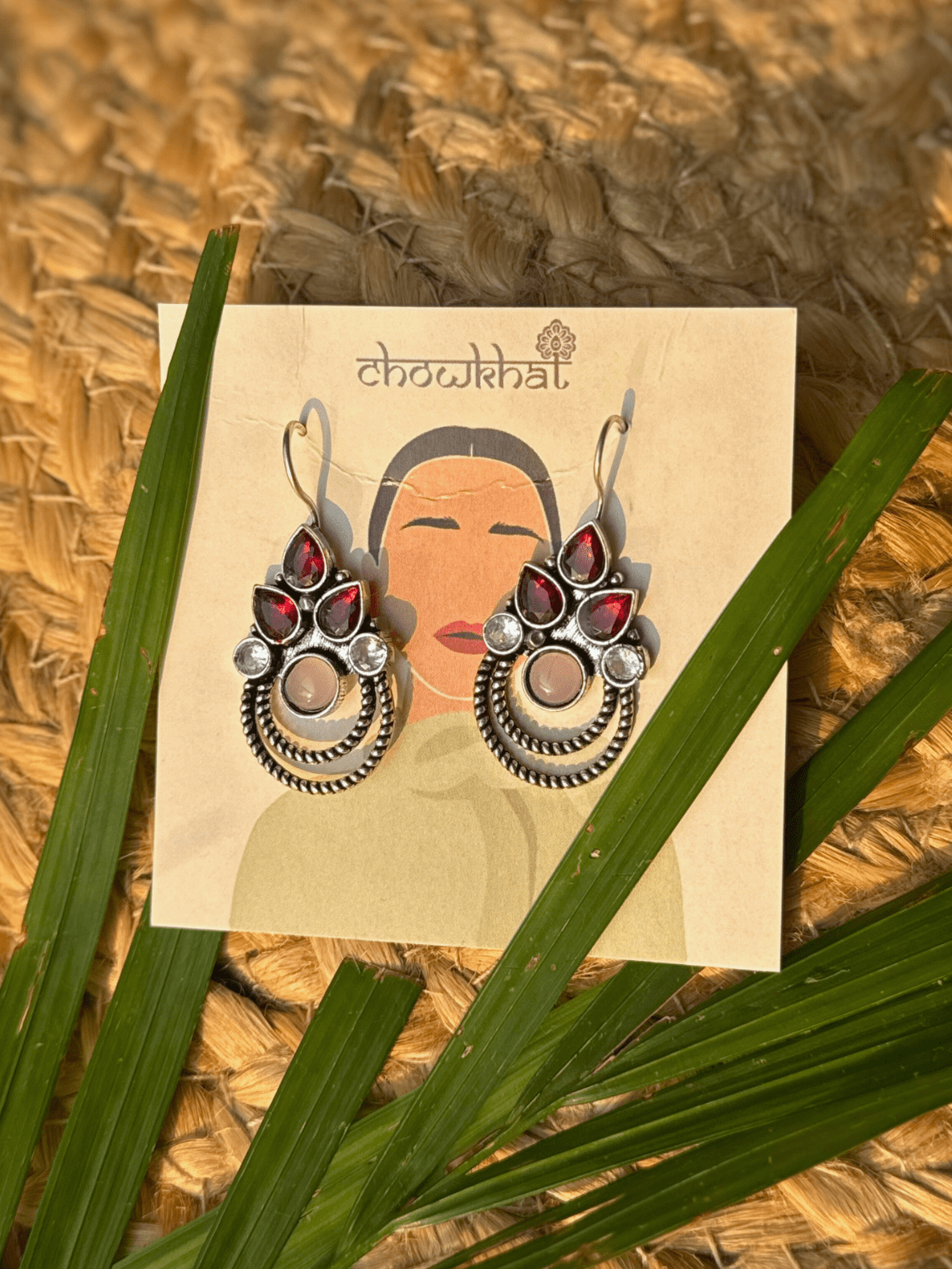 Polki German Silver Earrings with Pearl - Chowkhat Lifestyle