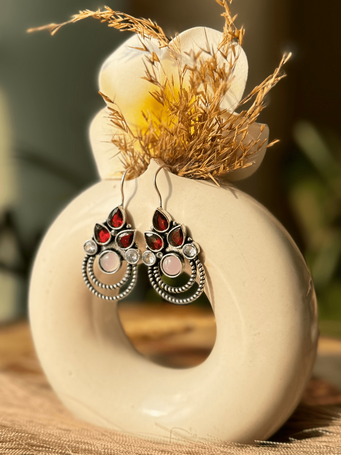 Polki German Silver Earrings with Pearl - Chowkhat Lifestyle