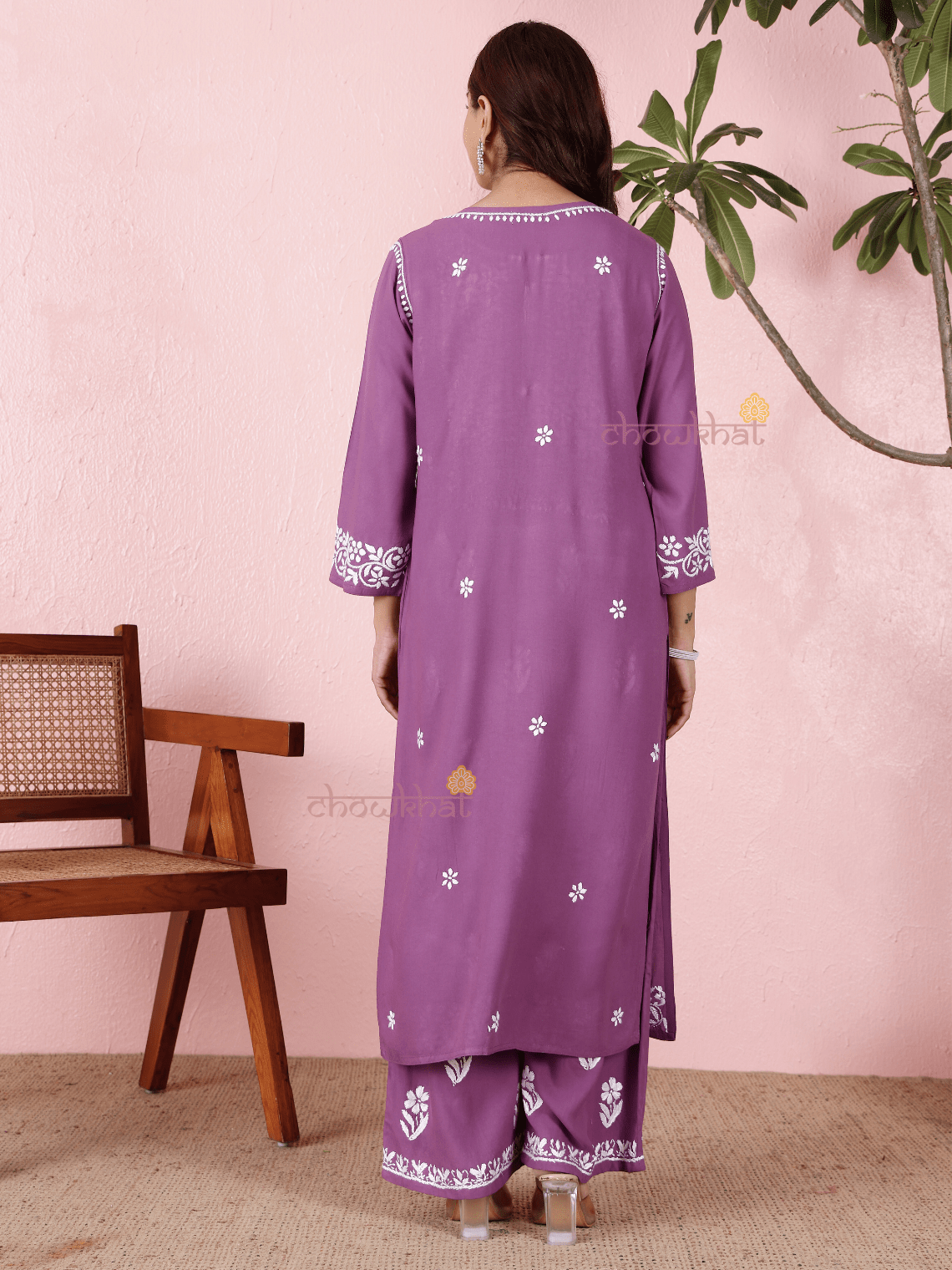 Lara Premium Rayon Straight Chikankari Kurti & Palazzo Set - Chowkhat Lifestyle