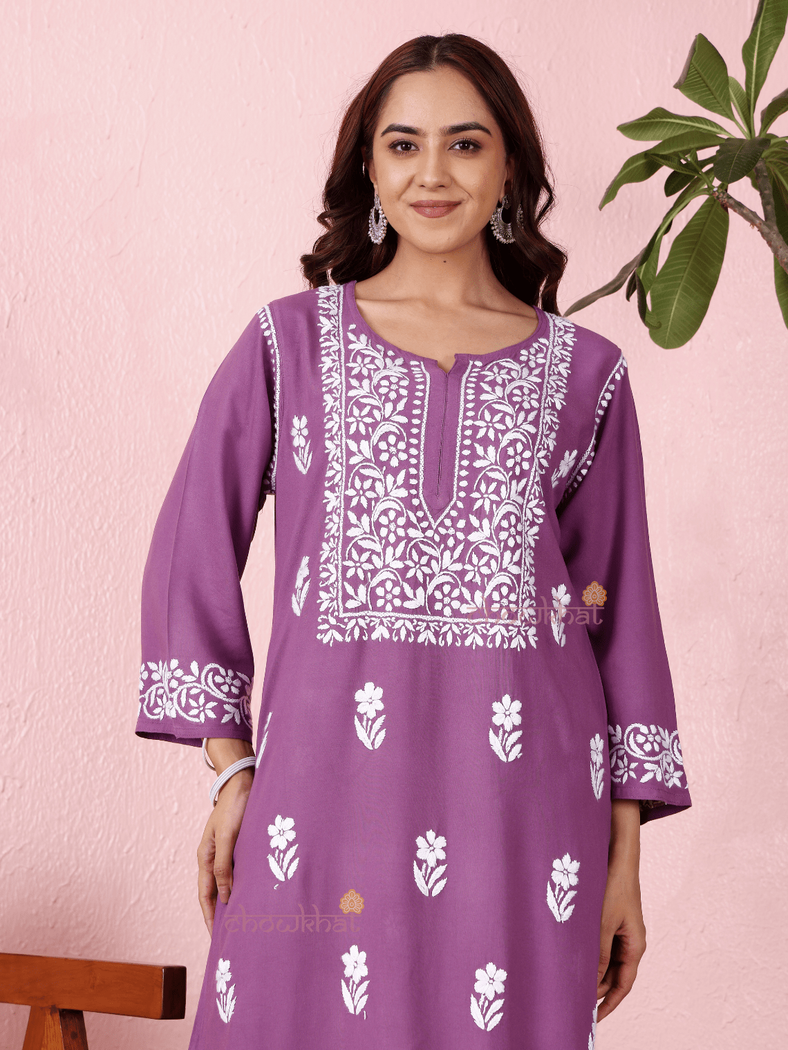 Lara Premium Rayon Straight Chikankari Kurti & Palazzo Set - Chowkhat Lifestyle