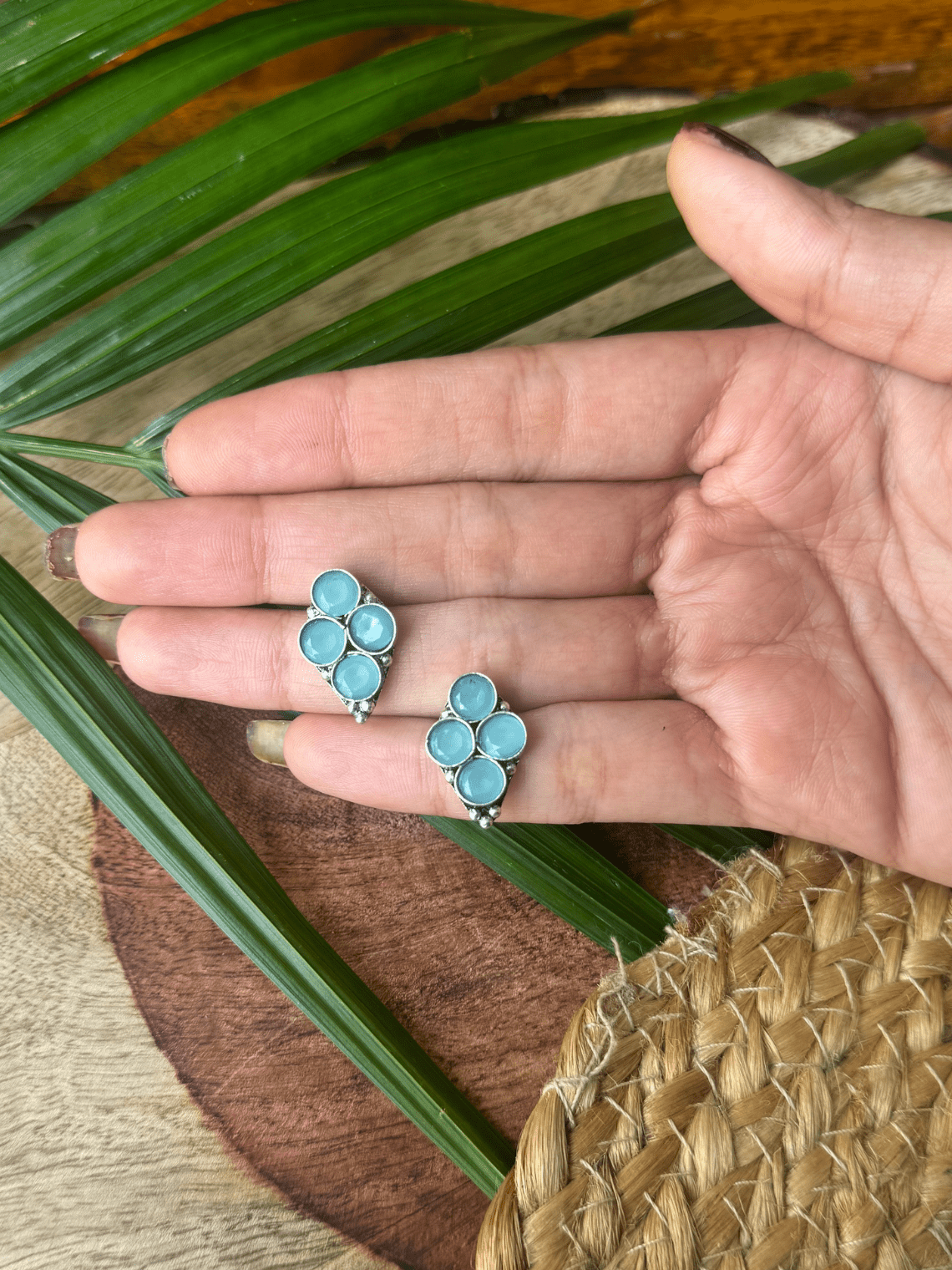 German Silver Polki Stud Earrings - Chowkhat Lifestyle
