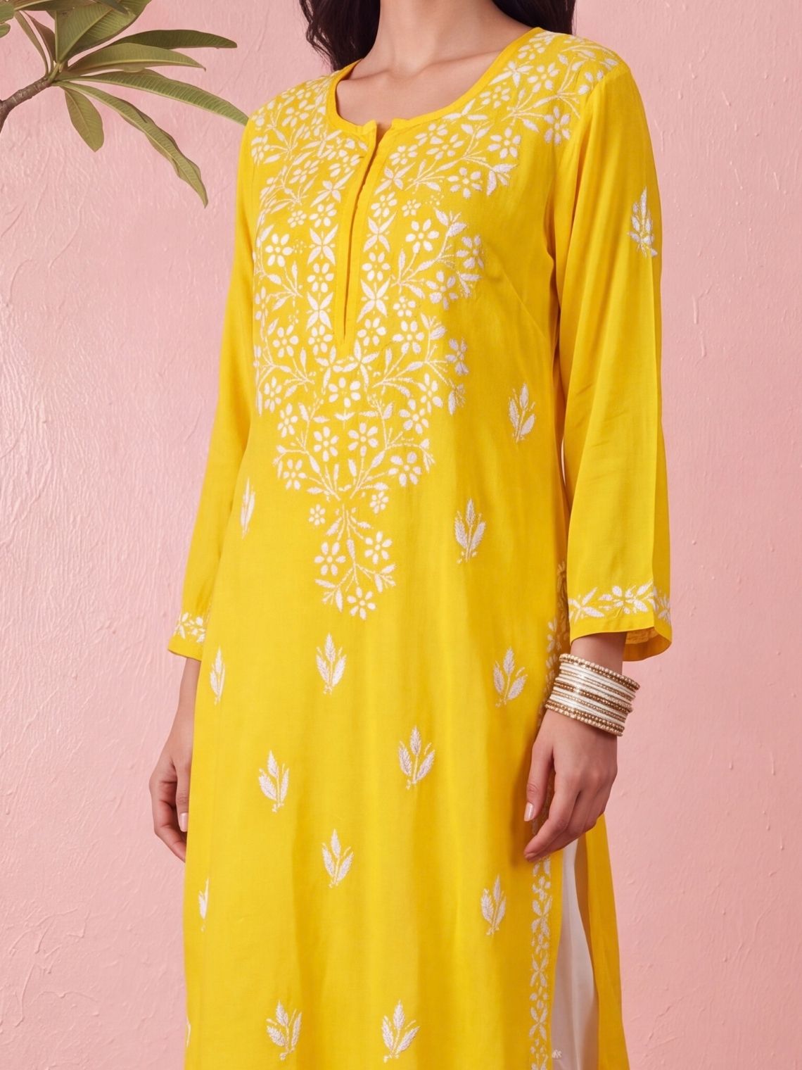 Pihu Rayon Straight Long Chikankari Kurti - Chowkhat Lifestyle