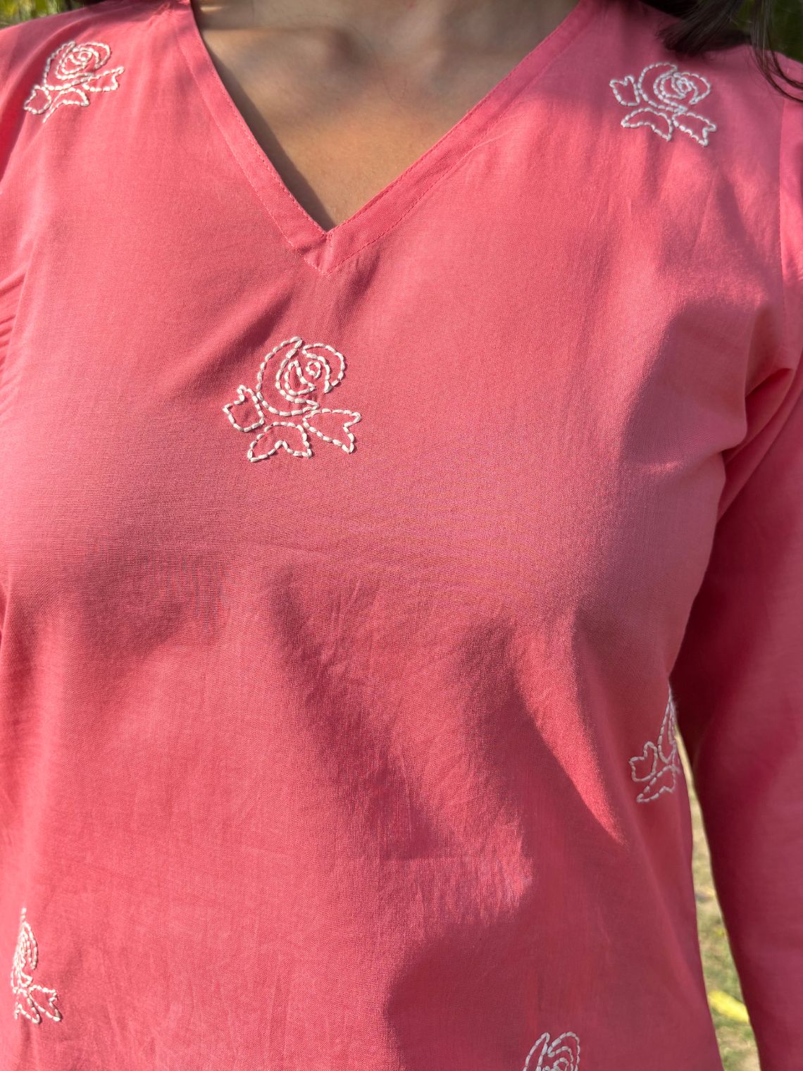 Swar Hand Embroidered Short Cotton Kurti