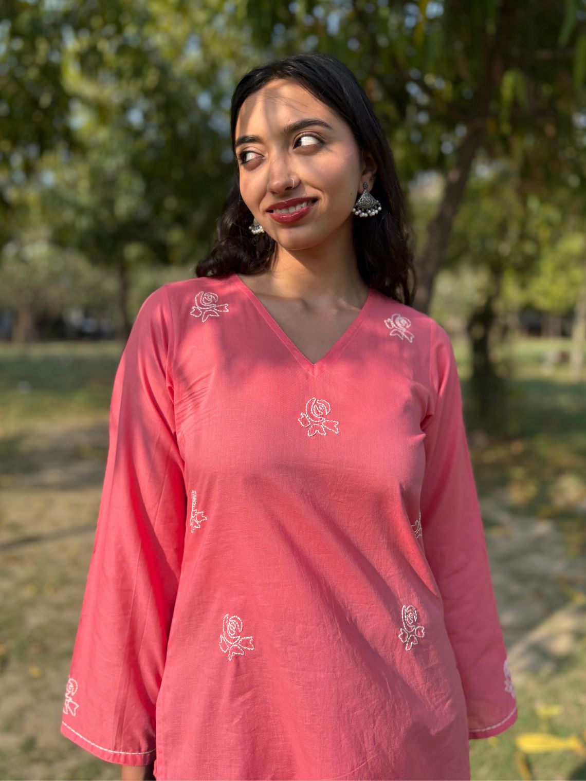 Swar Hand Embroidered Short Cotton Kurti