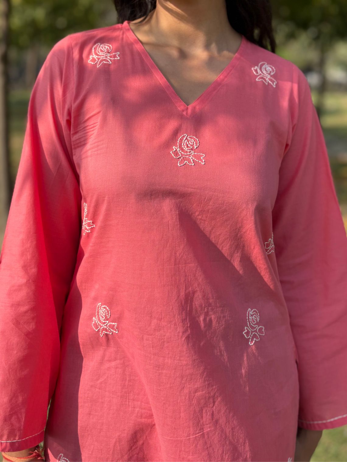 Swar Hand Embroidered Short Cotton Kurti
