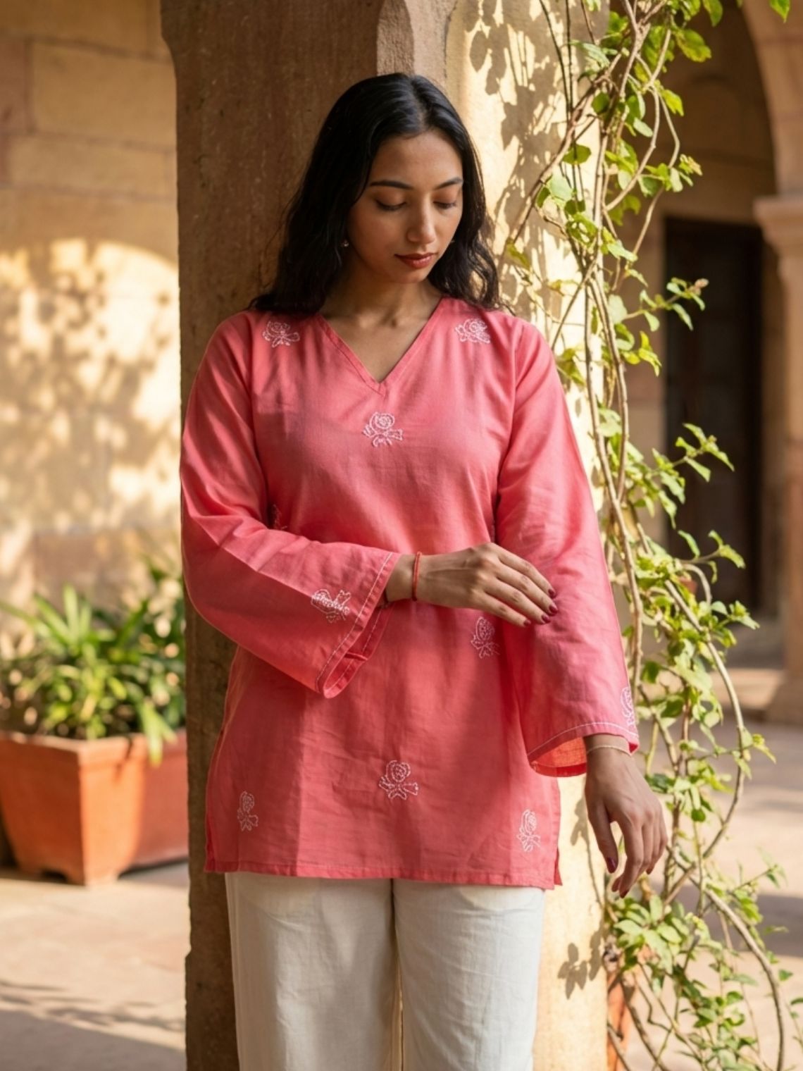 Swar Hand Embroidered Short Cotton Kurti