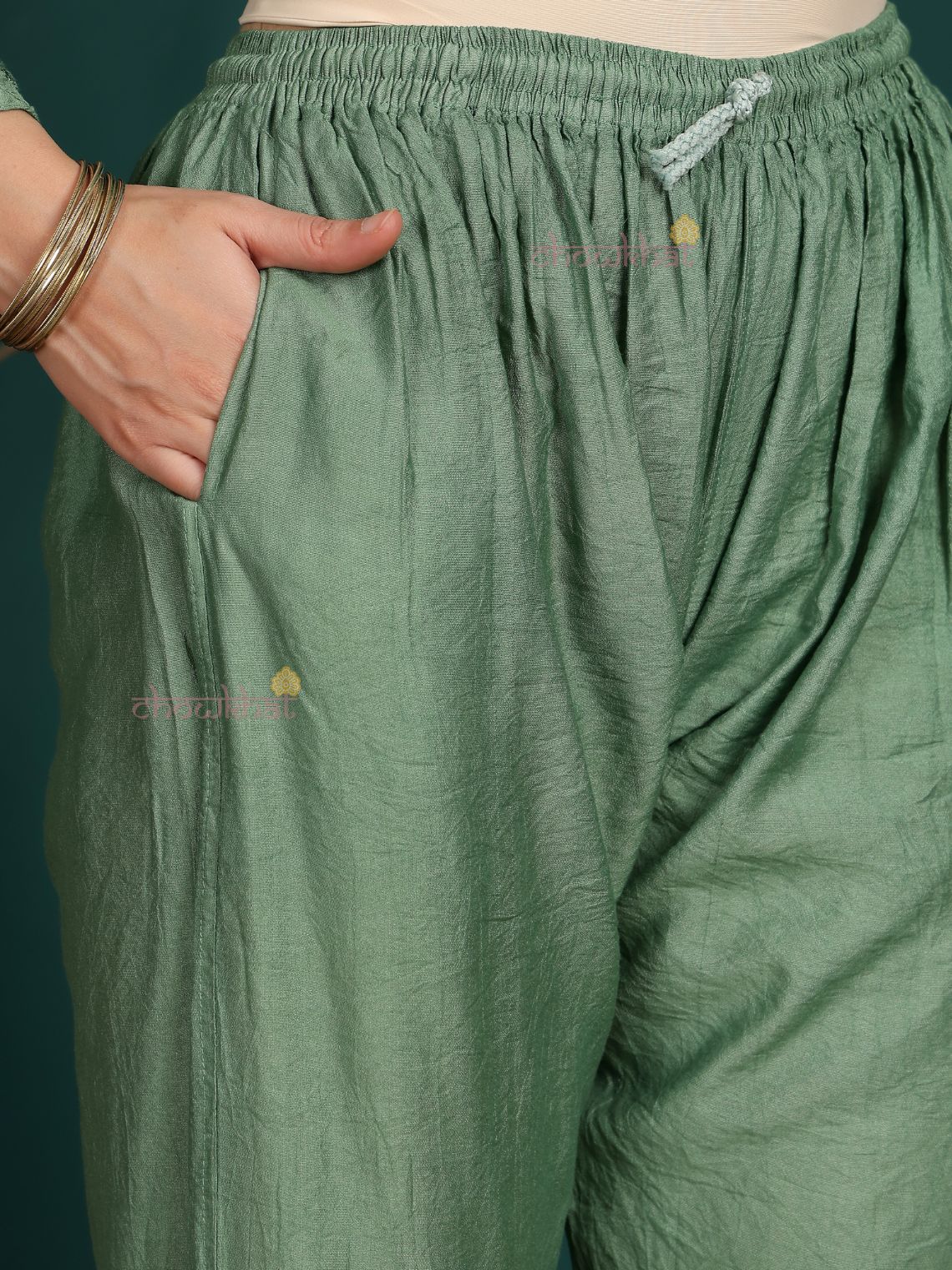 Ruhani Premium Chanderi Chikankari Kurti & Palazzo Set
