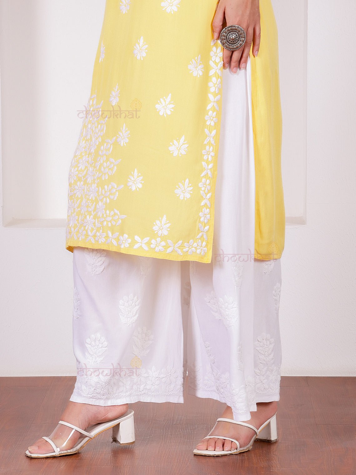 Shaima Rayon Chikankari Straight Palazzo - Chowkhat Lifestyle