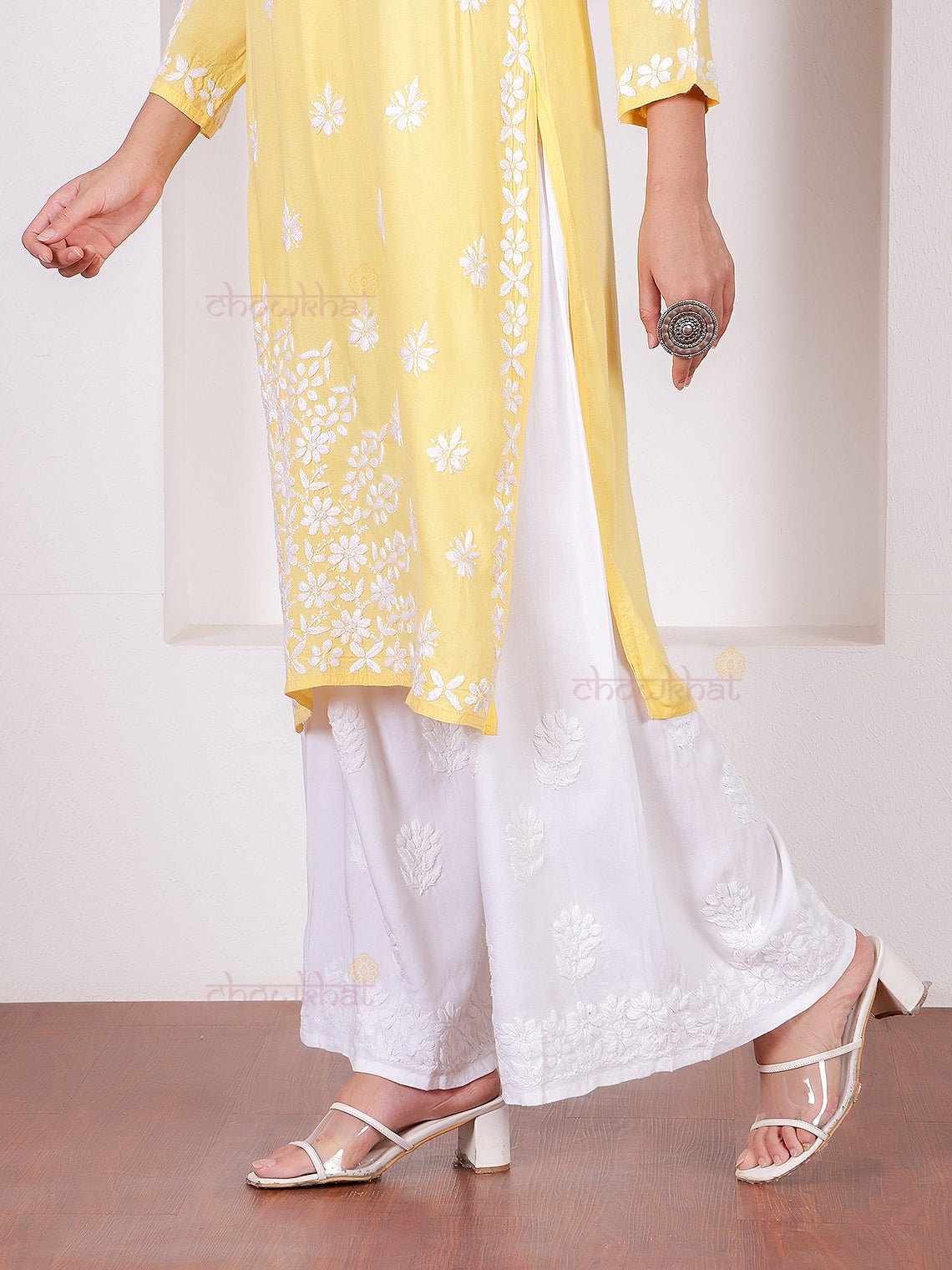 Shaima Rayon Chikankari Straight Palazzo - Chowkhat Lifestyle