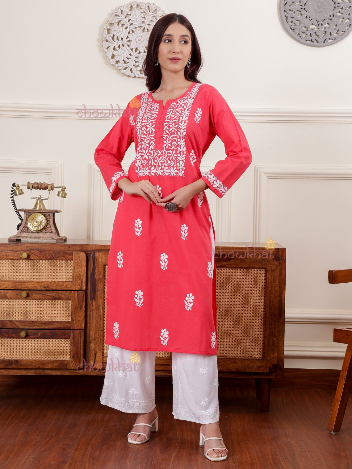 Eva Cotton Chikankari Kurti - Chowkhat Lifestyle