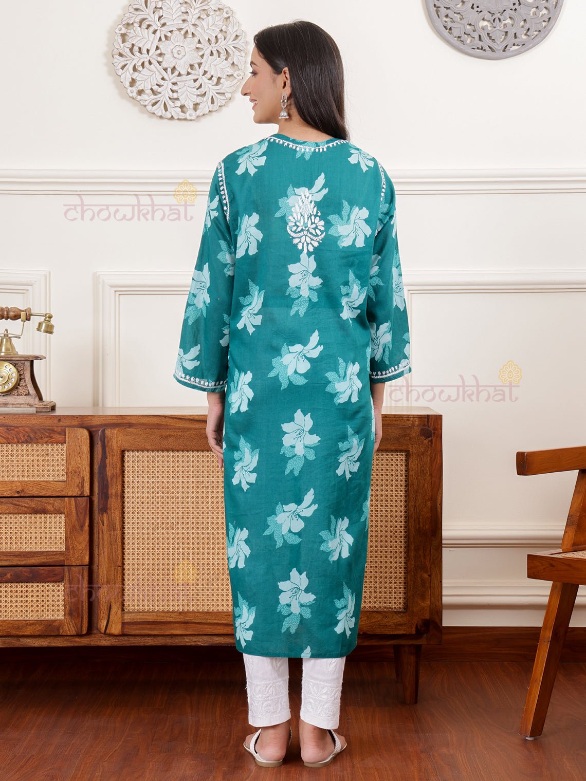 Hayat Mul Cotton Chikankari Kurti - Chowkhat Lifestyle