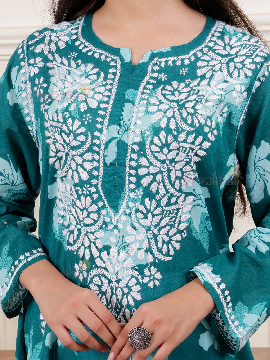 Hayat Mul Cotton Chikankari Kurti - Chowkhat Lifestyle