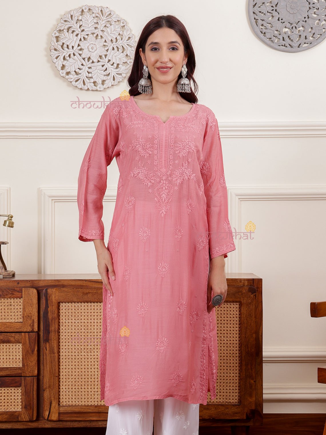 Asana Premium Muslin Kurti with Chikankari - Chowkhat Lifestyle