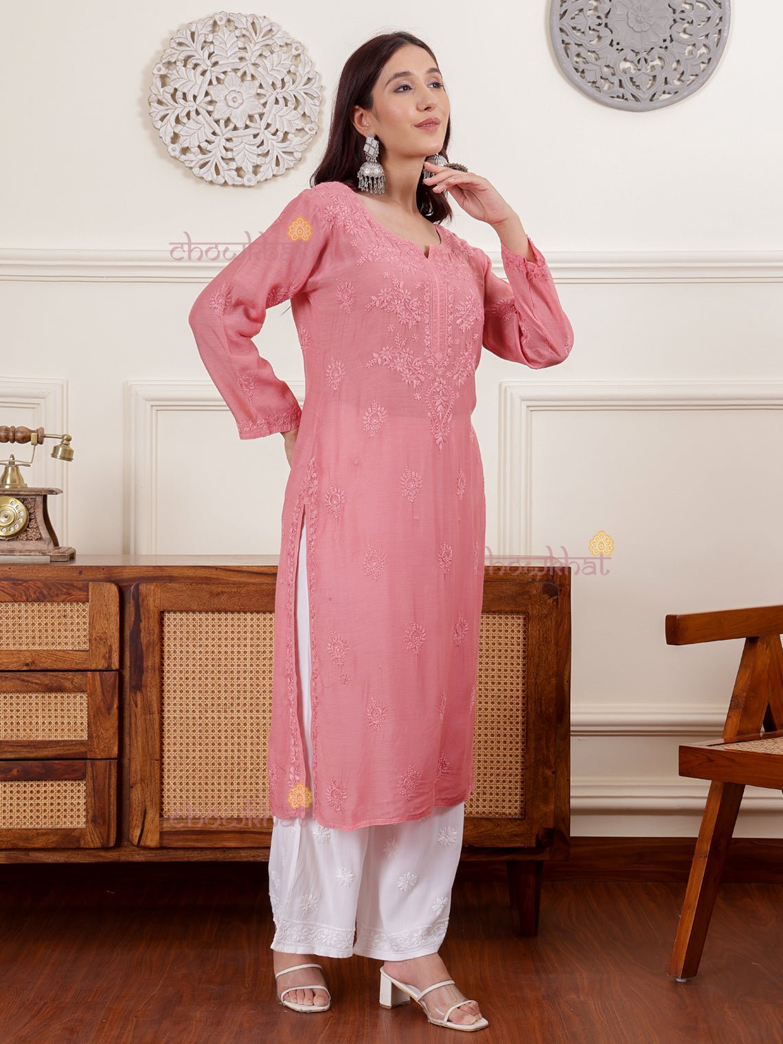 Asana Premium Muslin Kurti with Chikankari - Chowkhat Lifestyle