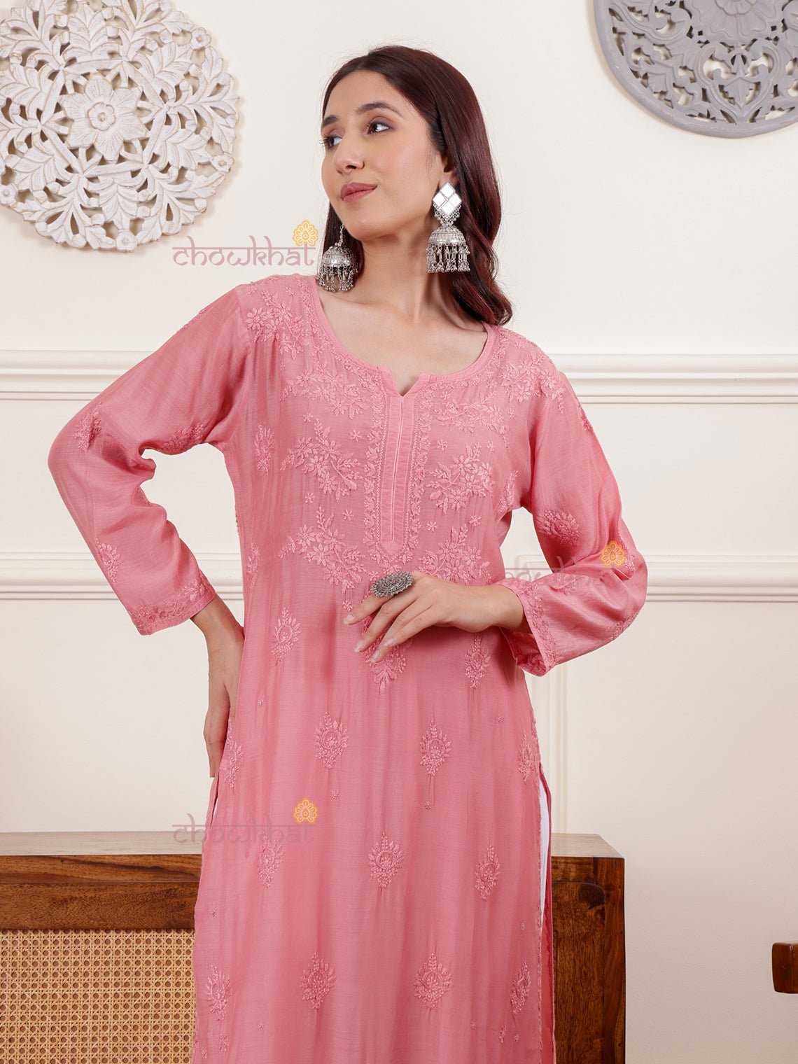 Asana Premium Muslin Kurti with Chikankari - Chowkhat Lifestyle