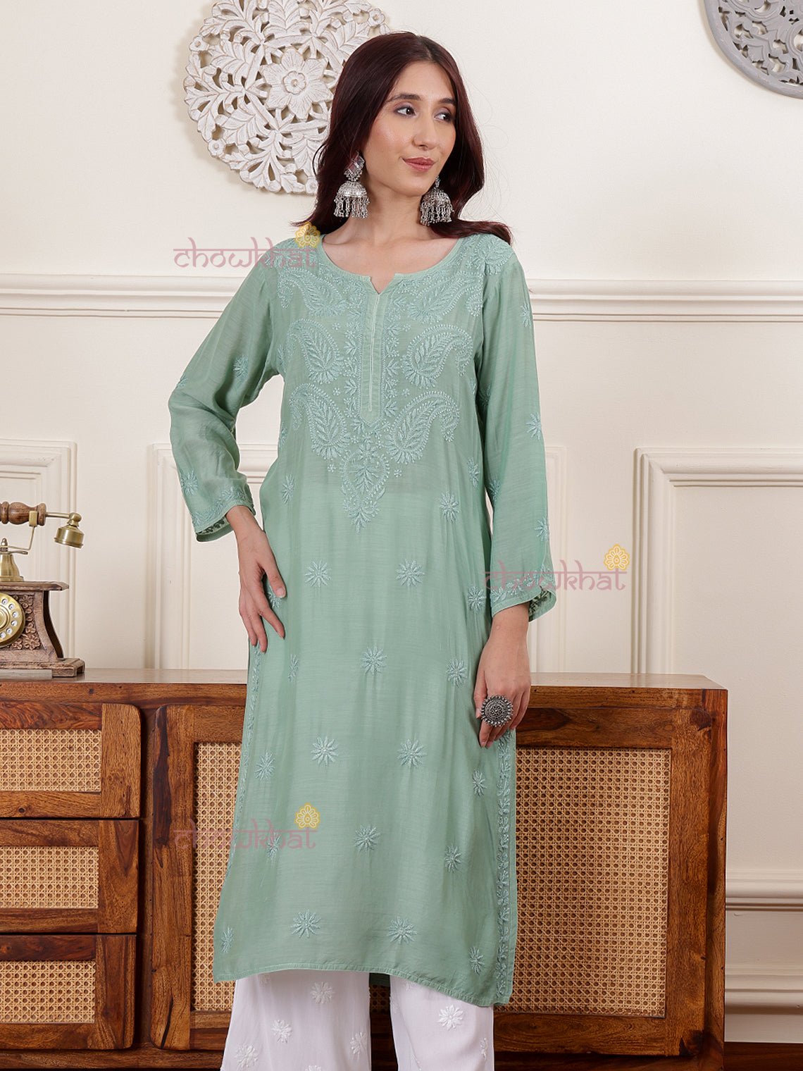 Asana Premium Muslin Kurti with Chikankari - Chowkhat Lifestyle