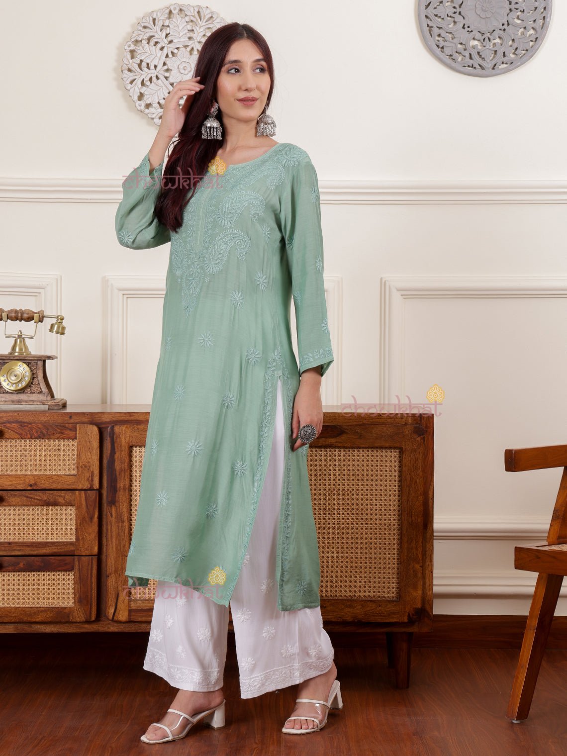 Asana Premium Muslin Kurti with Chikankari - Chowkhat Lifestyle