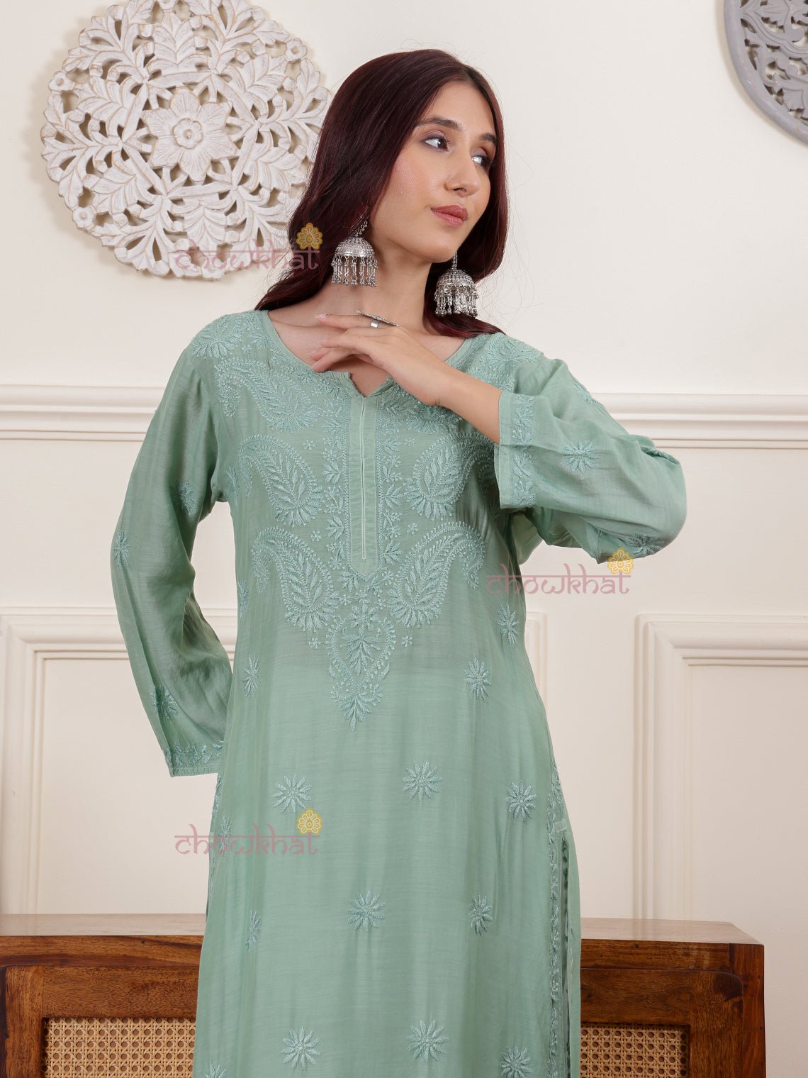 Asana Premium Muslin Kurti with Chikankari - Chowkhat Lifestyle