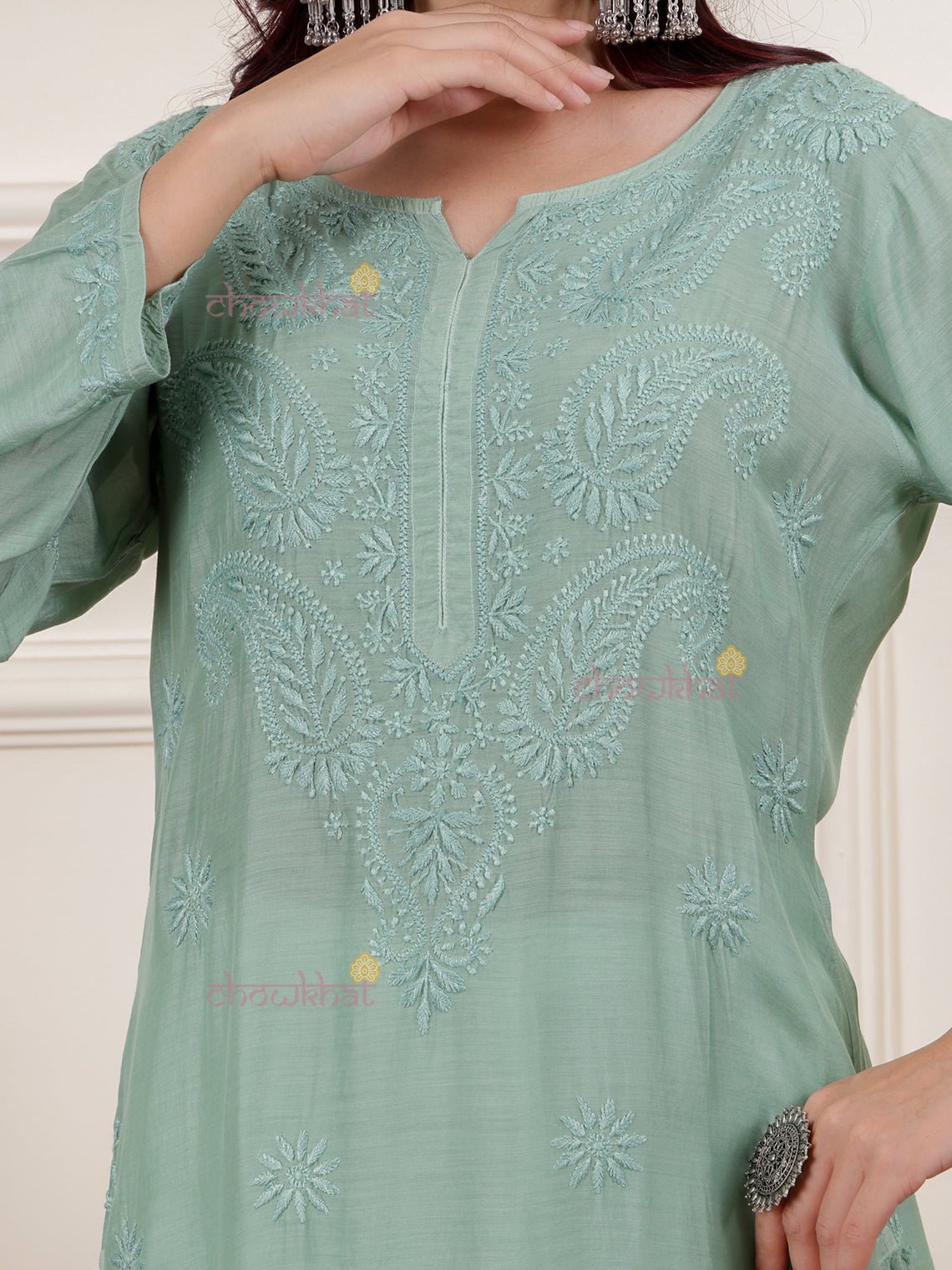 Asana Premium Muslin Kurti with Chikankari - Chowkhat Lifestyle