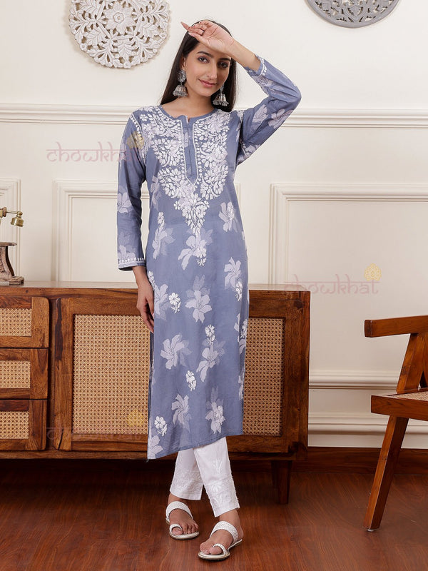 Hayat Mul Cotton Chikankari Kurti - Chowkhat Lifestyle