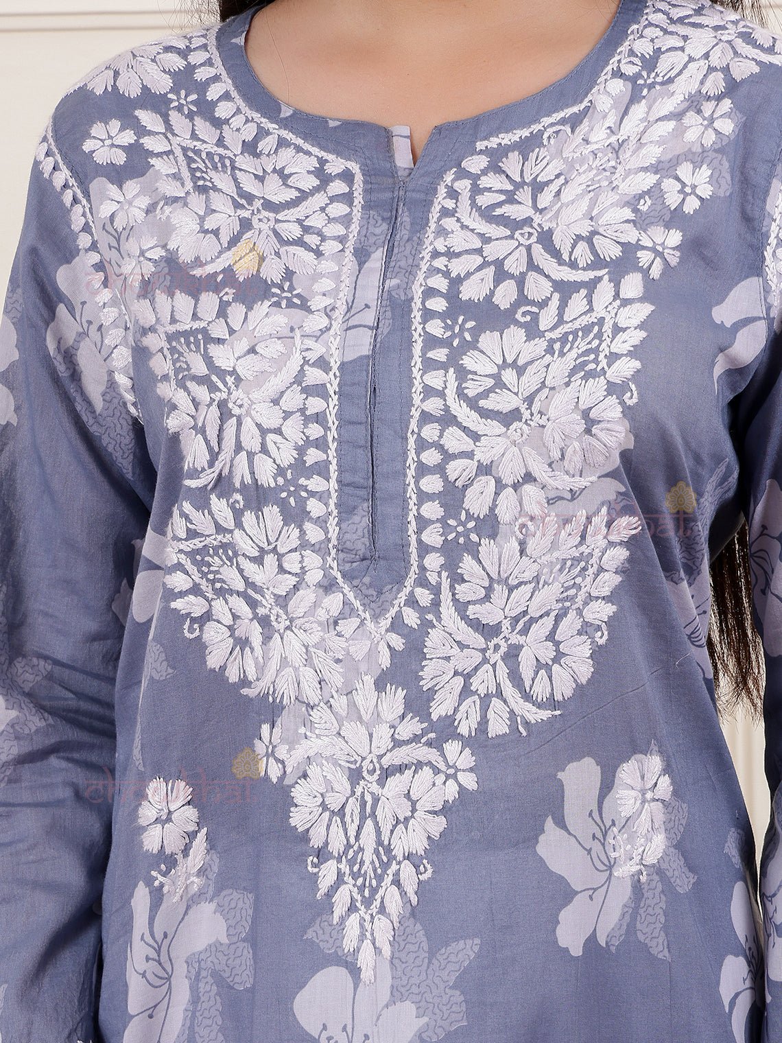 Hayat Mul Cotton Chikankari Kurti - Chowkhat Lifestyle