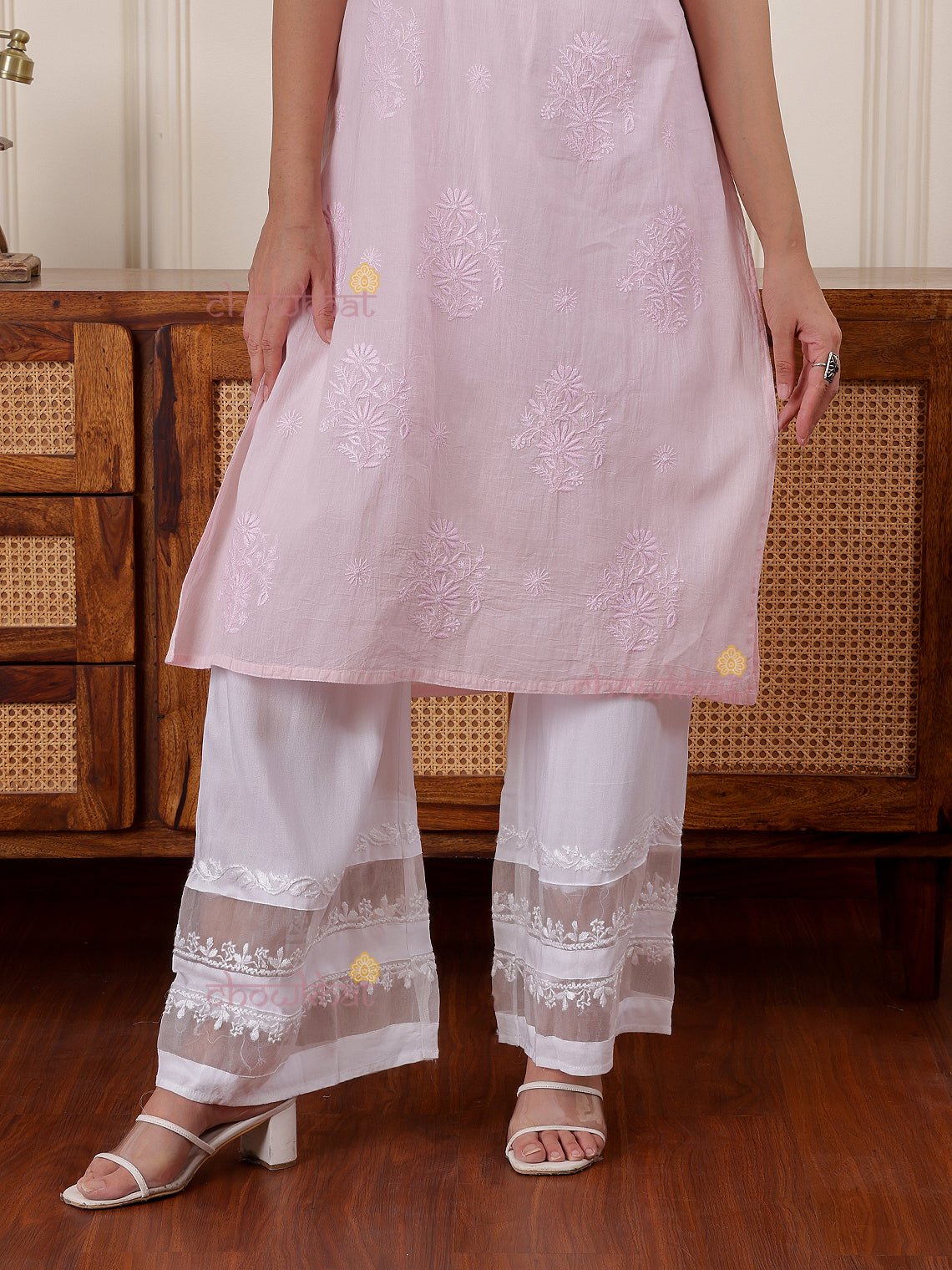 Dima Rayon Chikankari Palazzo with Organza - Chowkhat Lifestyle