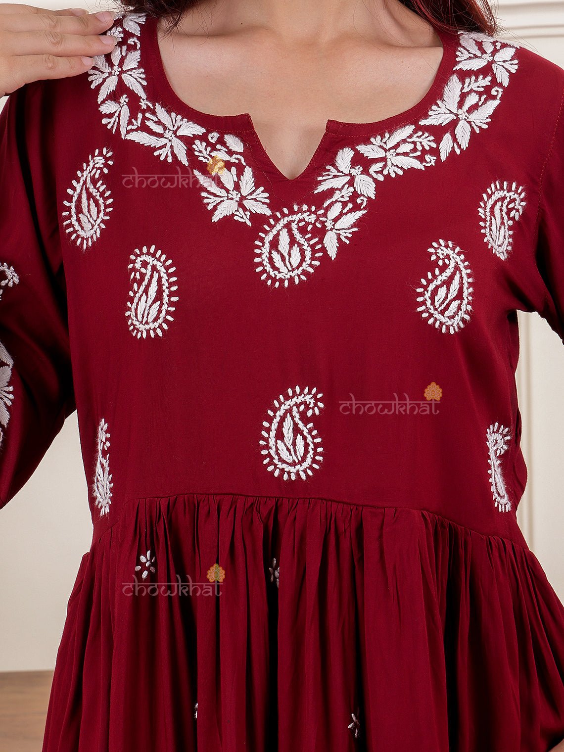 Safa Short Modal Chikankari Kurti - Chowkhat Lifestyle