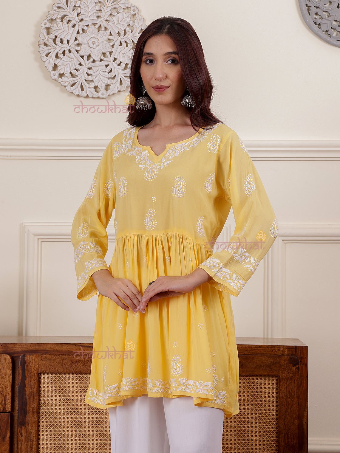 Safa Short Modal Chikankari Kurti - Chowkhat Lifestyle