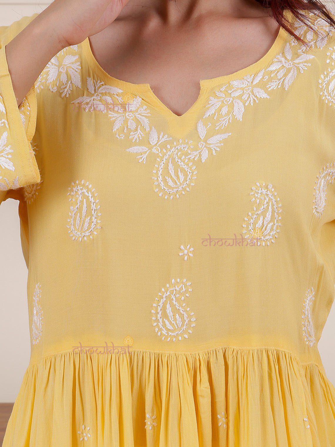 Safa Short Modal Chikankari Kurti - Chowkhat Lifestyle