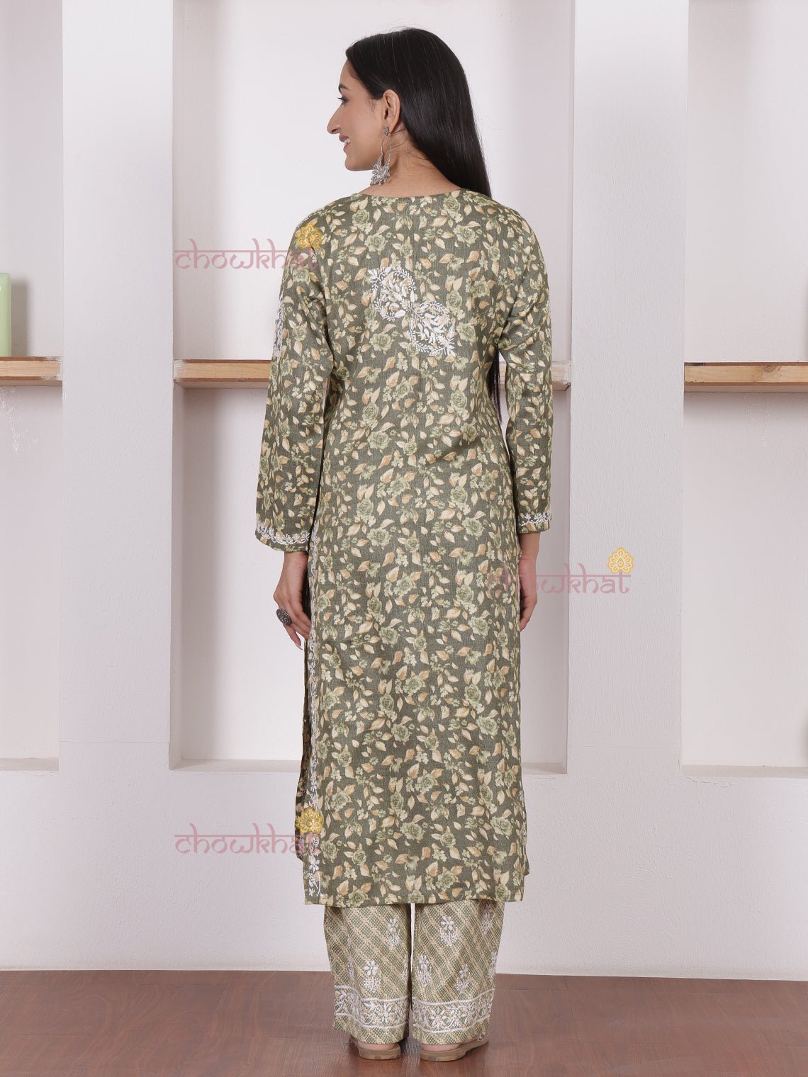 Shanaya Rayon Slub Chikankari Kurti & Palazzo Set - Chowkhat Lifestyle