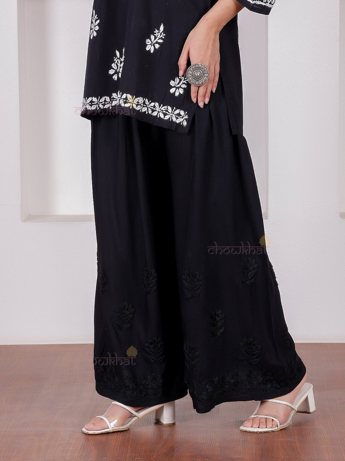 Shaima Rayon Chikankari Straight Palazzo - Chowkhat Lifestyle